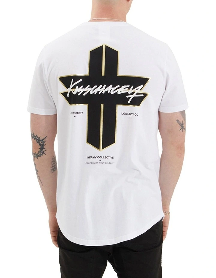 Prudheo Dual Curved Tee in Optical White image 2