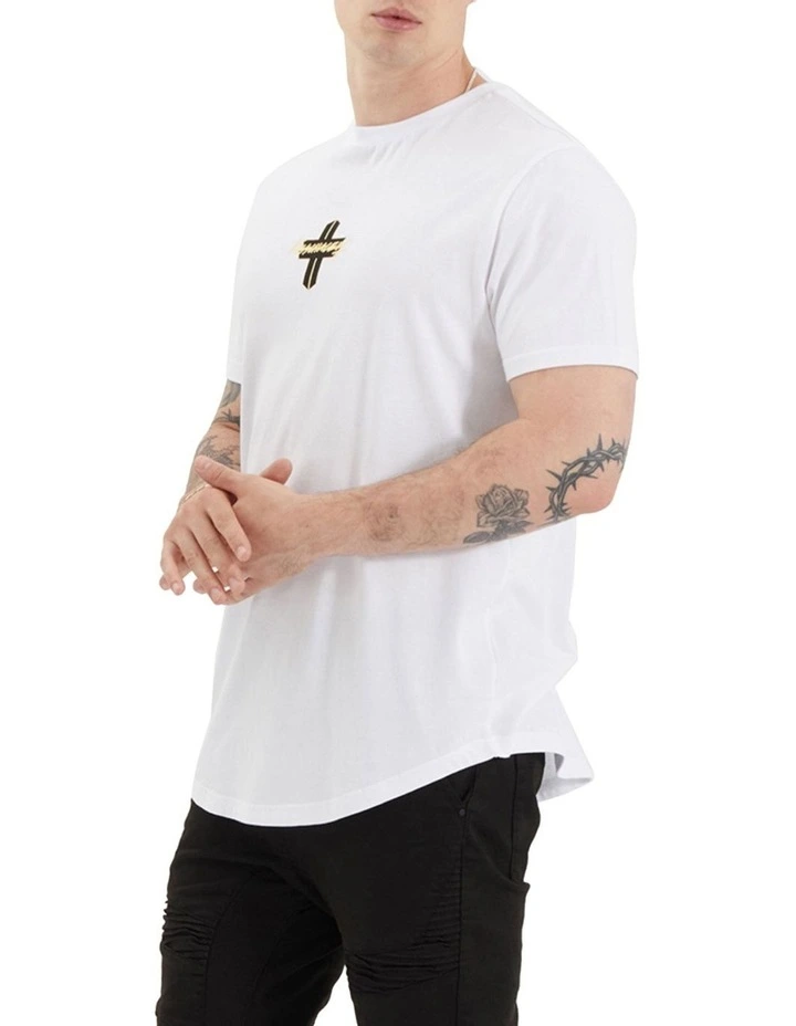 Prudheo Dual Curved Tee in Optical White image 3