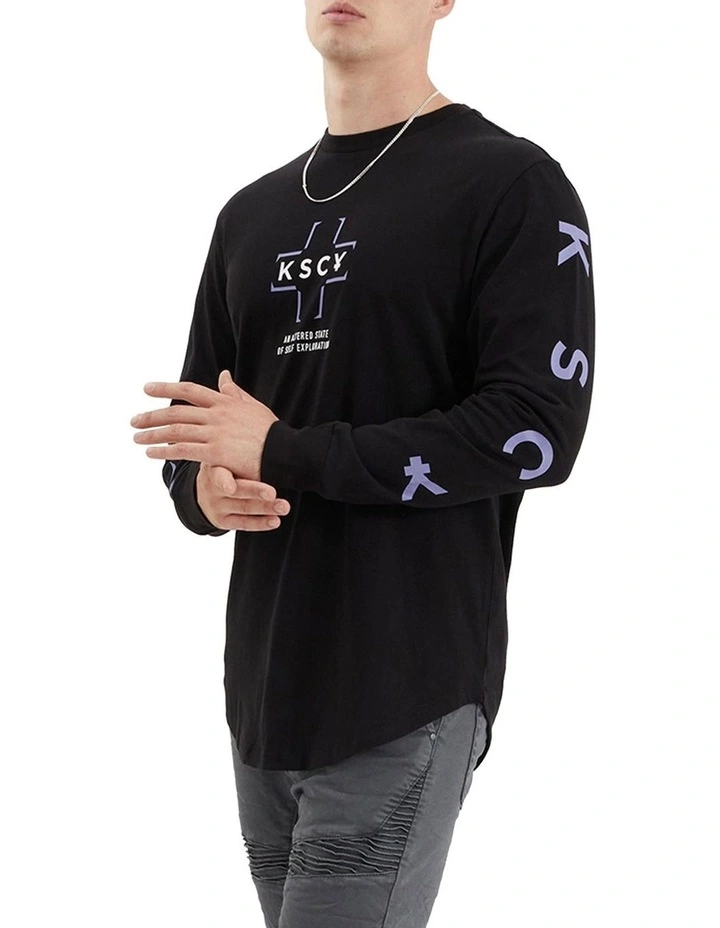 Kirk Dual Curved Long Sleeve Tee in Jet Black image 2