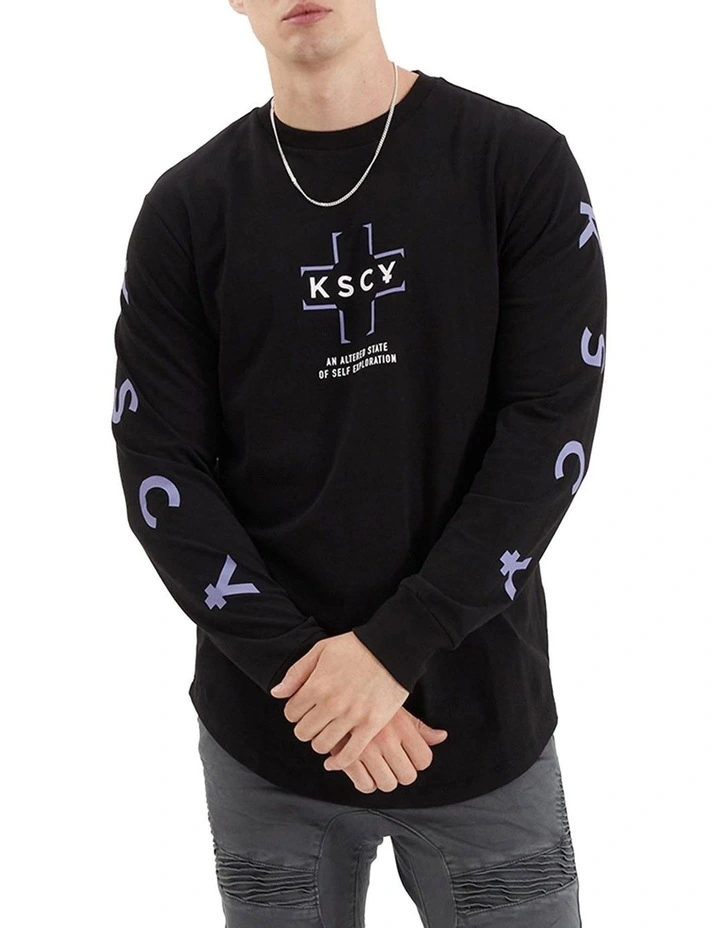 Kirk Dual Curved Long Sleeve Tee in Jet Black image 3