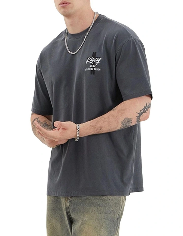 Wendel Box Fit Tee in Pigment Asphalt image 2