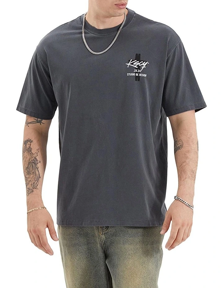 Wendel Box Fit Tee in Pigment Asphalt image 3