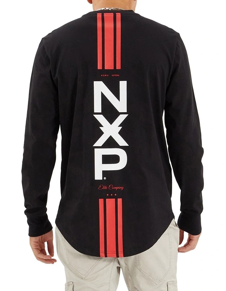Line Dual Curved Longsleeve Tee in Black image 2