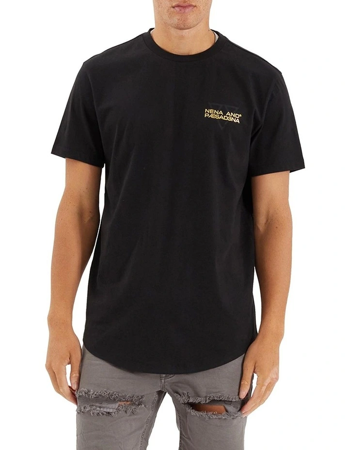 Nena & Pasadena Level Dual Curved Tee in Black | MYER