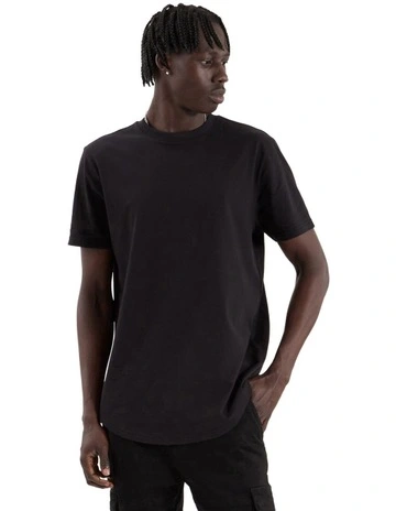 Prairie Dual Curved Tee in Black