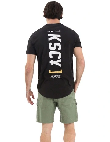 Outlined Dual Curved Tee in Black