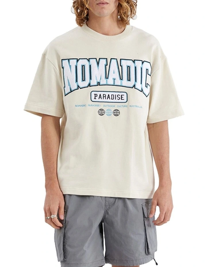 College Loop Back Street Tee in Beige image 1