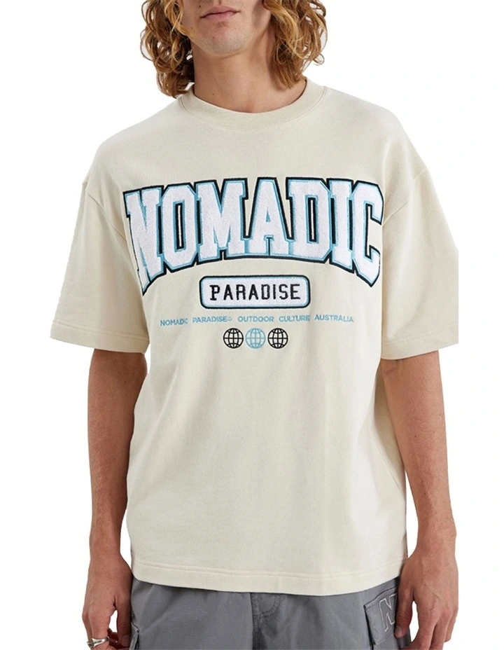 College Loop Back Street Tee in Beige image 3