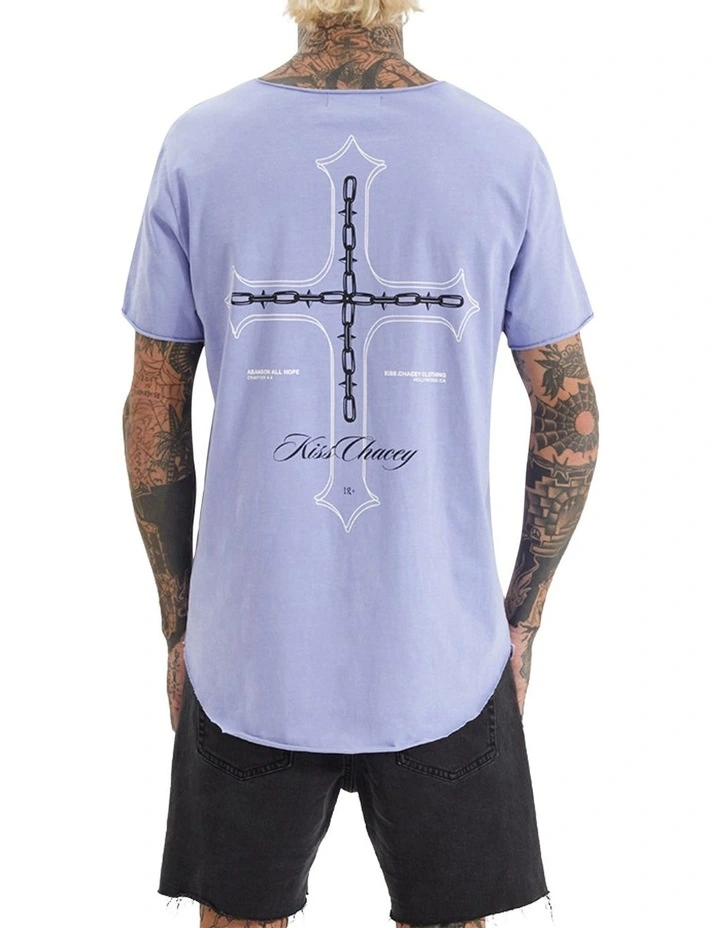 Chained Raw V-Neck Tee in Pigment Thistle Down image 1