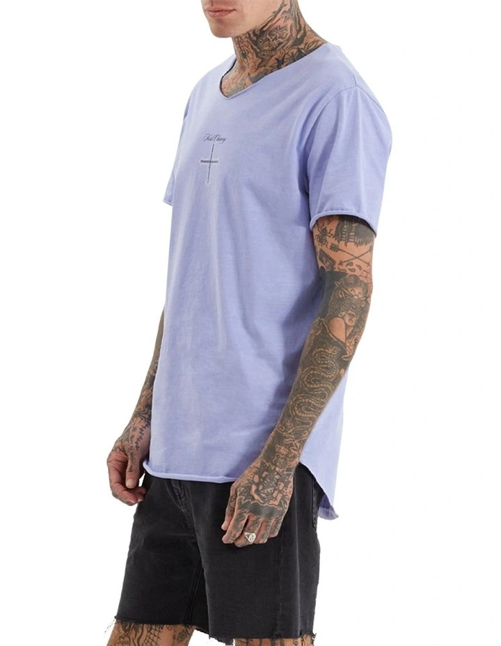 Chained Raw V-Neck Tee in Pigment Thistle Down image 3