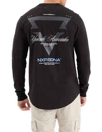 Rein Dual Curved Long Sleeve Tee in Black