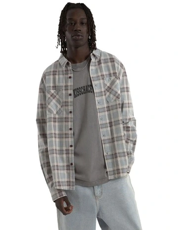 Driver Casual Long Sleeve Check Shirt in Grey