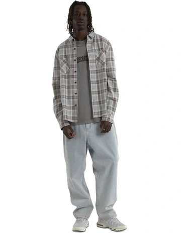 Driver Casual Long Sleeve Check Shirt in Grey