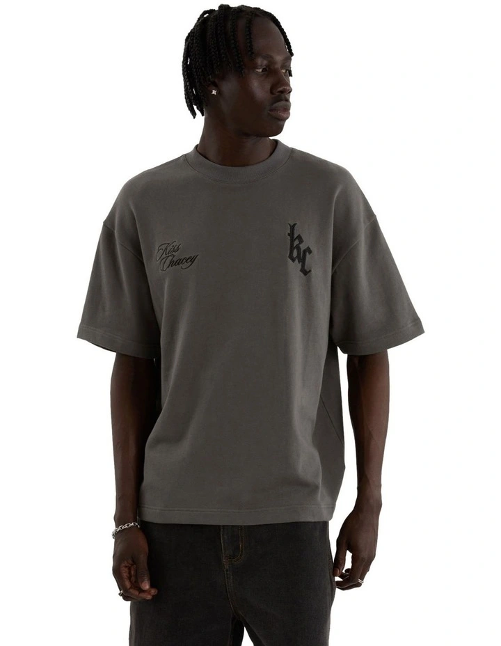 Chained Loopback Street Tee in Charcoal image 2