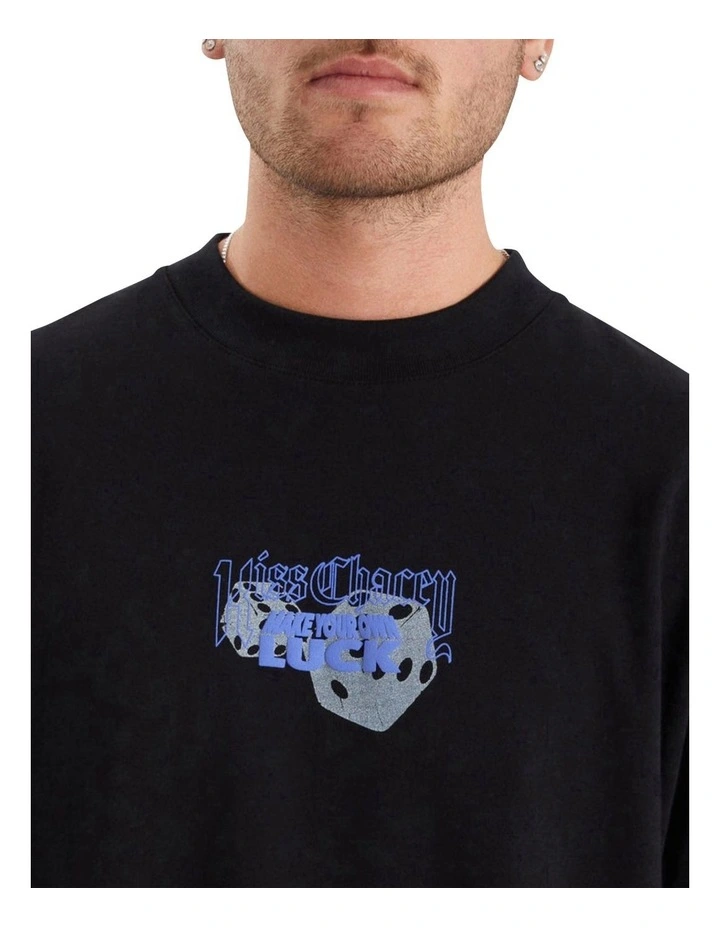 Luck Street Fit Tee in Black image 5