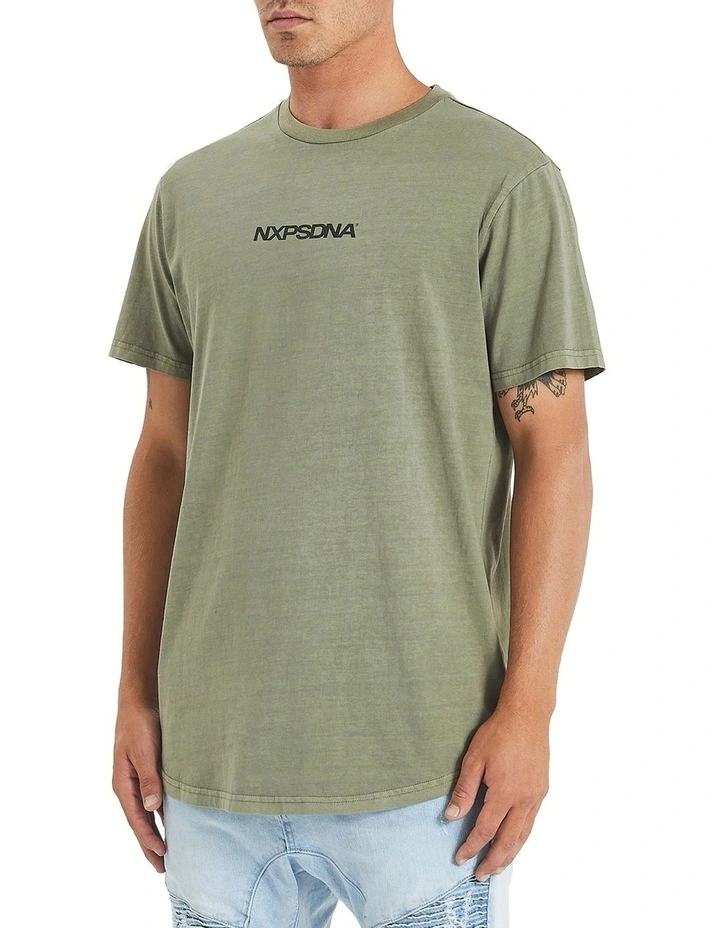 Geelong Curved Hem Tee in Khaki image 2