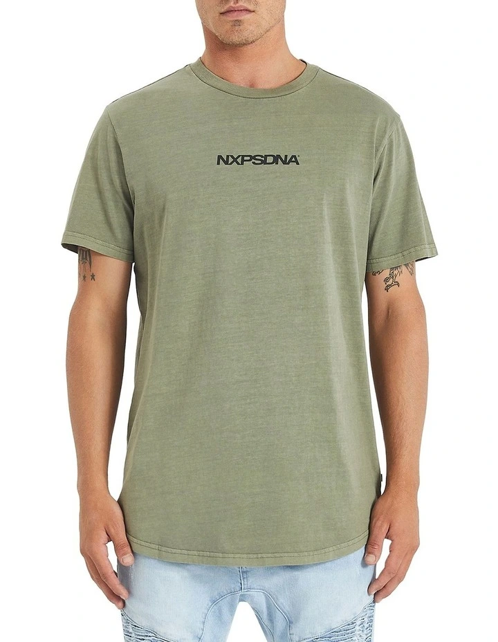 Geelong Curved Hem Tee in Khaki image 3