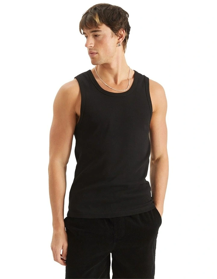Kai Heavy Waffle Singlet in Black image 1