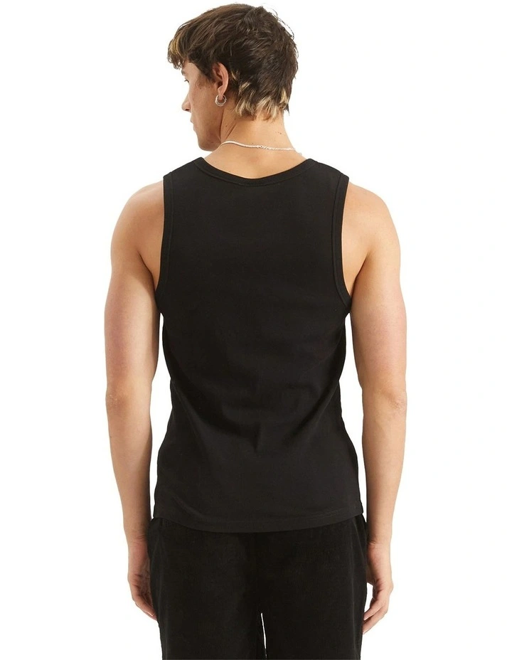 Kai Heavy Waffle Singlet in Black image 4