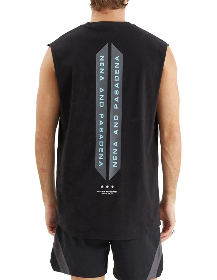 Caution Scoop Back Muscle Tee in Jet Black image 1