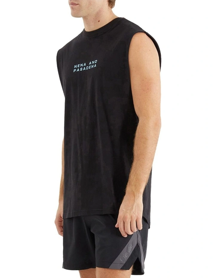 Caution Scoop Back Muscle Tee in Jet Black image 3
