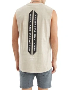 Caution Scoop Back Muscle Tee in Pigment Silver Grey