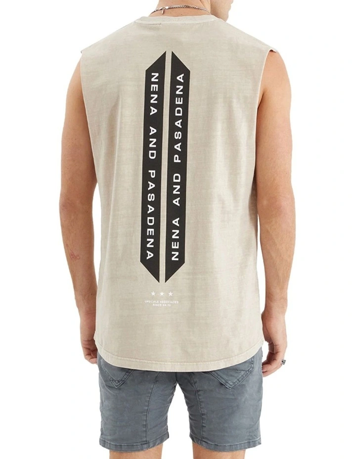 Caution Scoop Back Muscle Tee in Pigment Silver Grey image 1