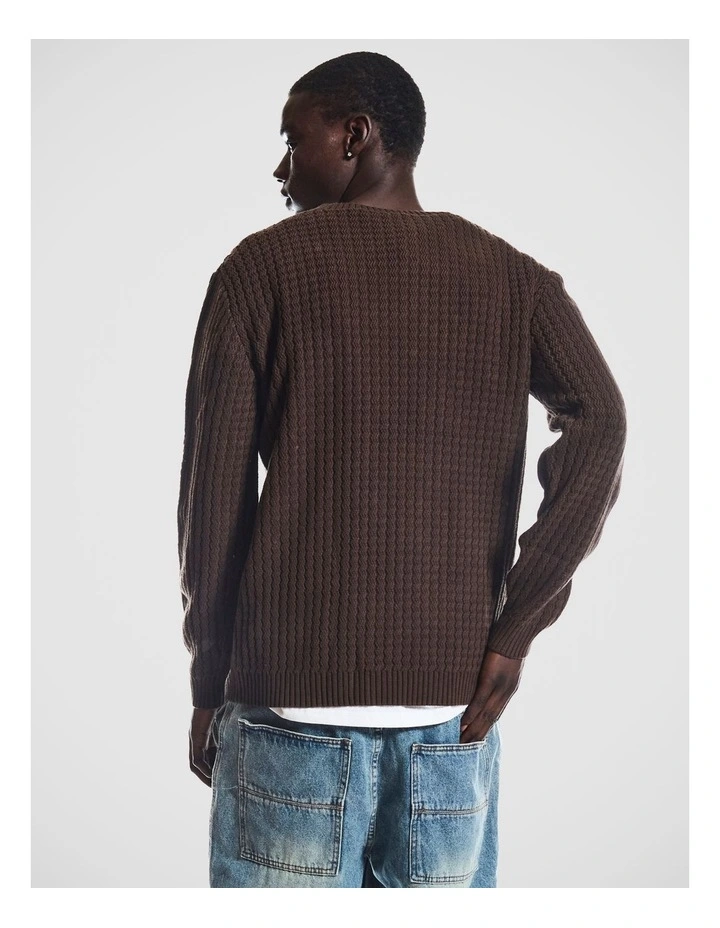 Ace Knitted Crew Neck Sweater in Brown image 2