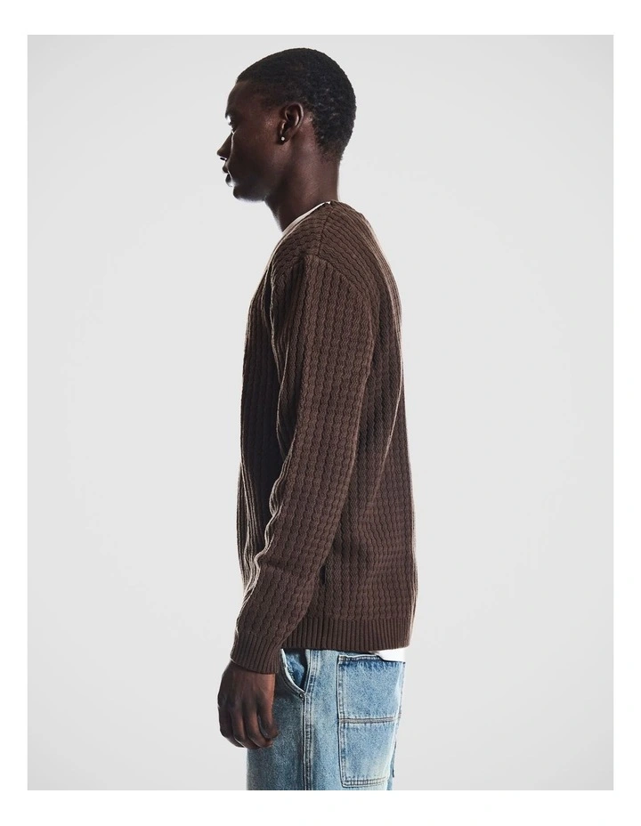 Ace Knitted Crew Neck Sweater in Brown image 3