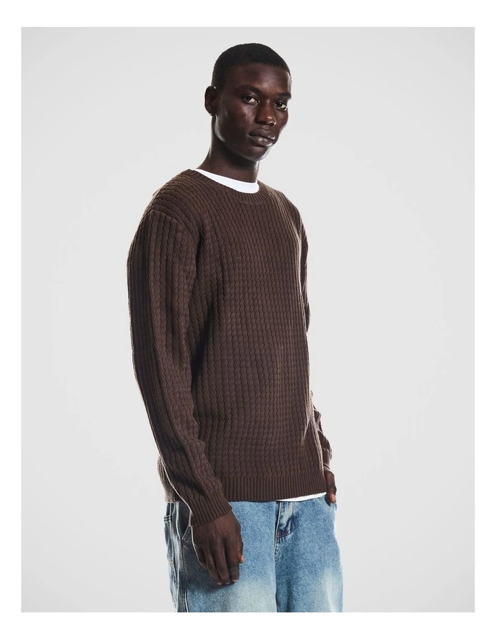 Ace Knitted Crew Neck Sweater in Brown image 4