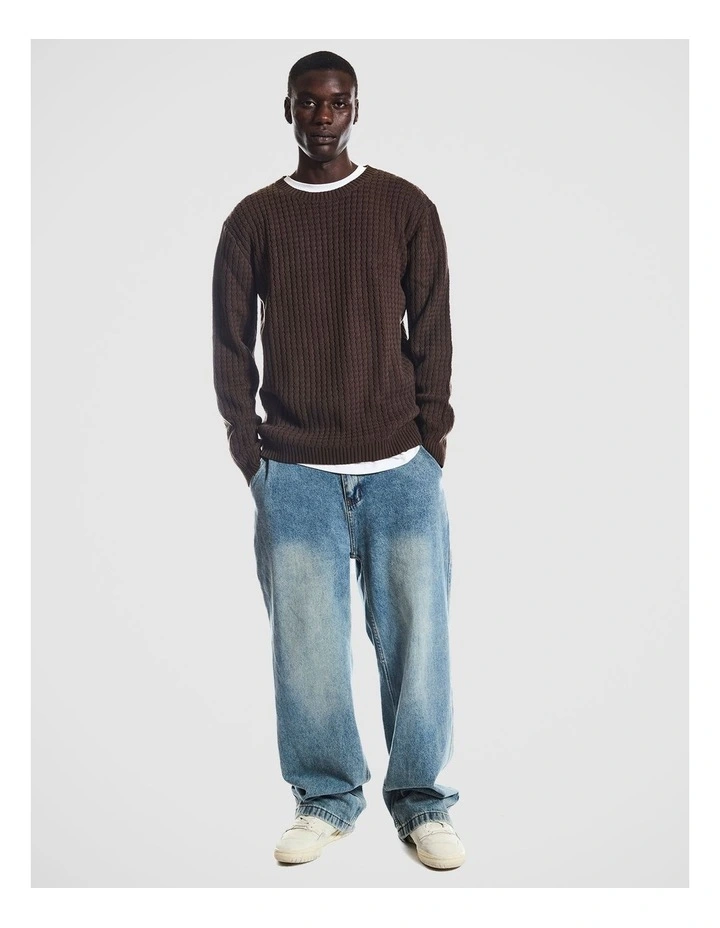 Ace Knitted Crew Neck Sweater in Brown image 5