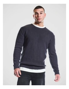 Ace Knitted Crew Neck Sweater in Charcoal