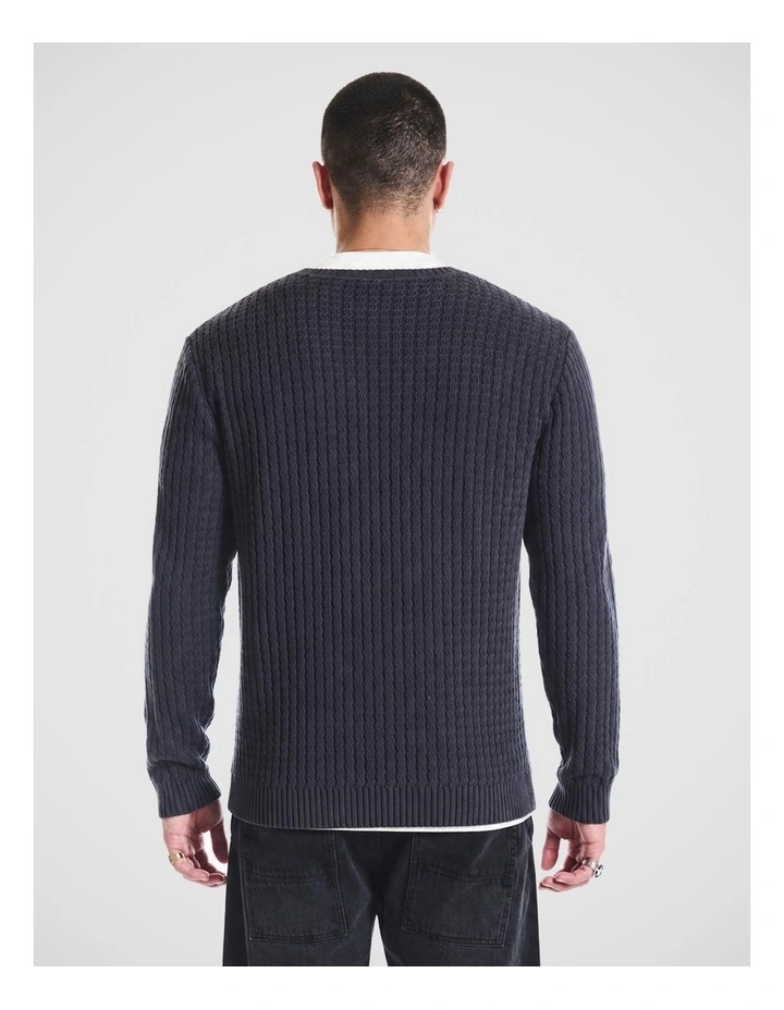Ace Knitted Crew Neck Sweater in Charcoal image 2