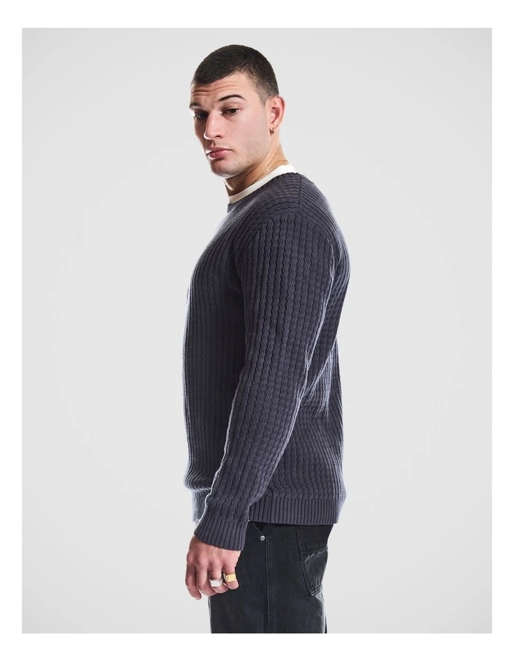 Ace Knitted Crew Neck Sweater in Charcoal image 3
