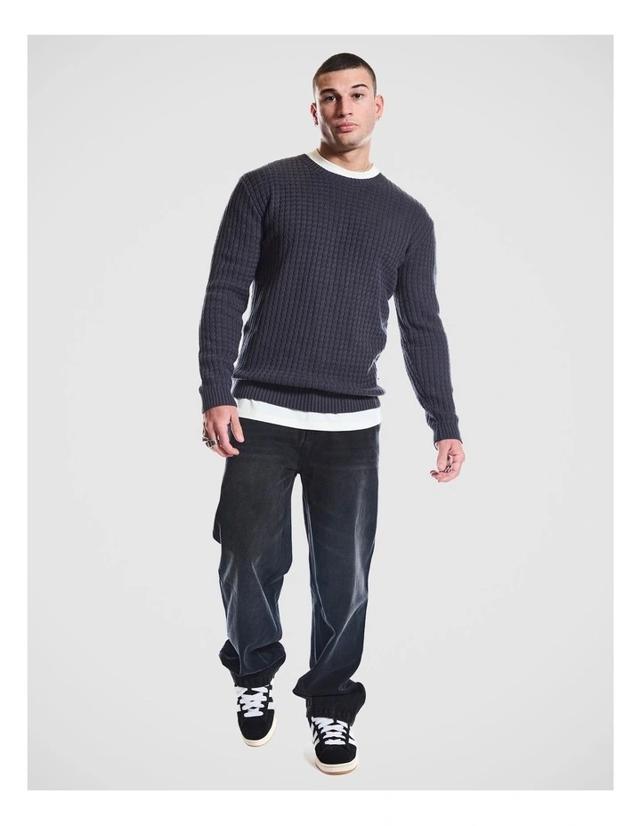 Ace Knitted Crew Neck Sweater in Charcoal image 4