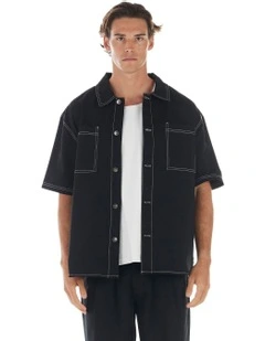 Arthur Short Sleeve Overshirt in Black