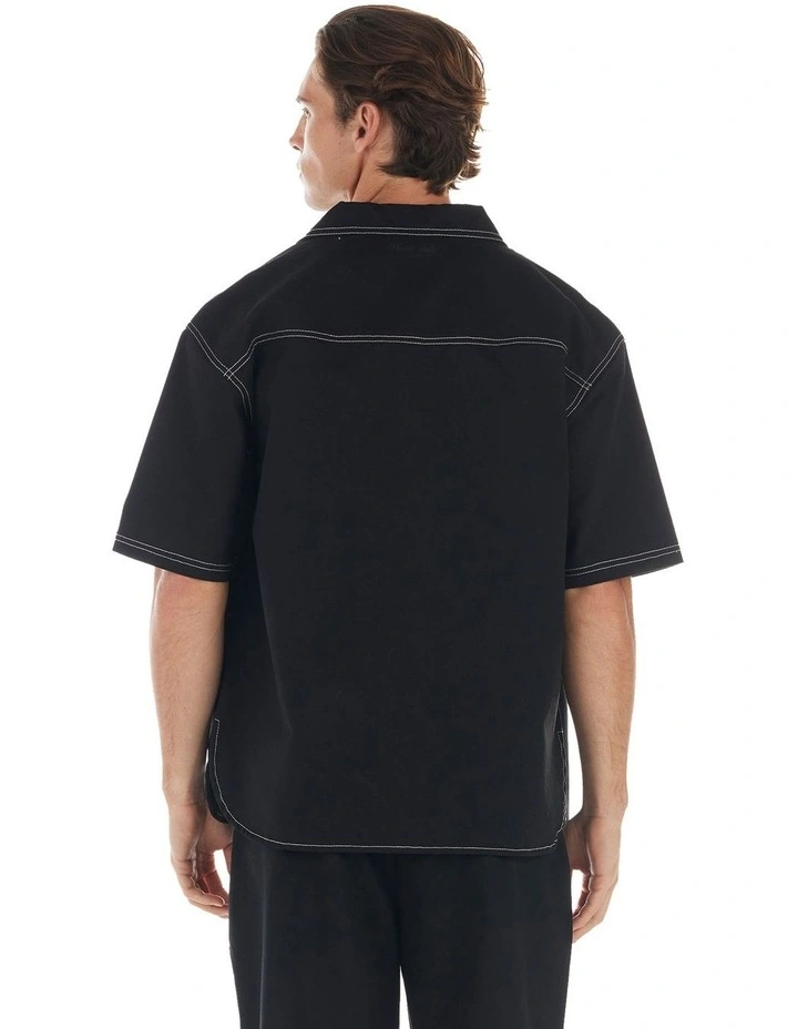 Arthur Short Sleeve Overshirt in Black image 2