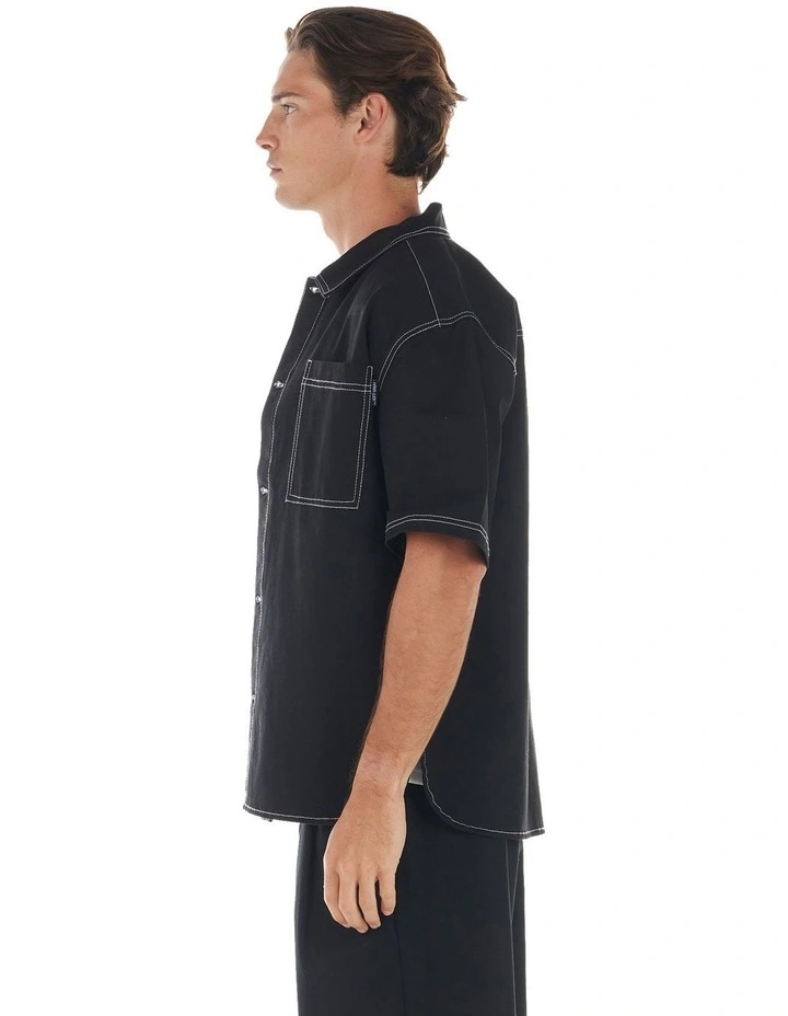 Arthur Short Sleeve Overshirt in Black image 3