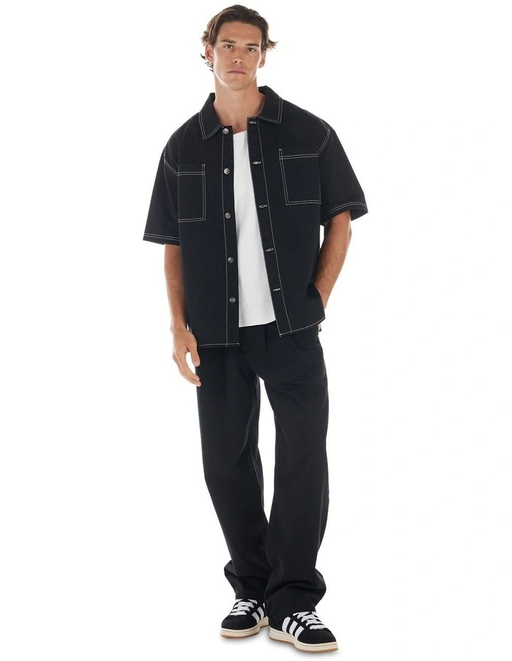 Arthur Short Sleeve Overshirt in Black image 5