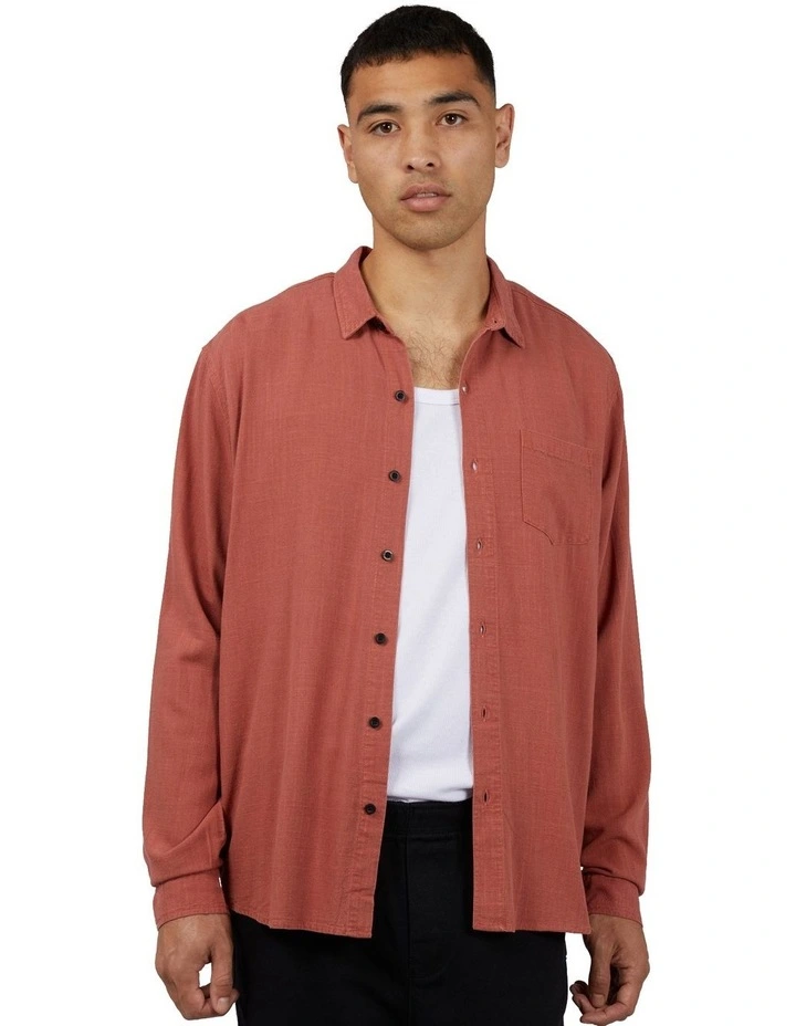 Mason Linen Shirt in Orange image 1