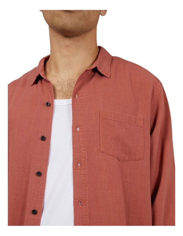 Mason Linen Shirt in Orange image 5