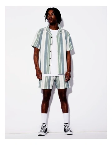 Waffle Stripe Short in Green