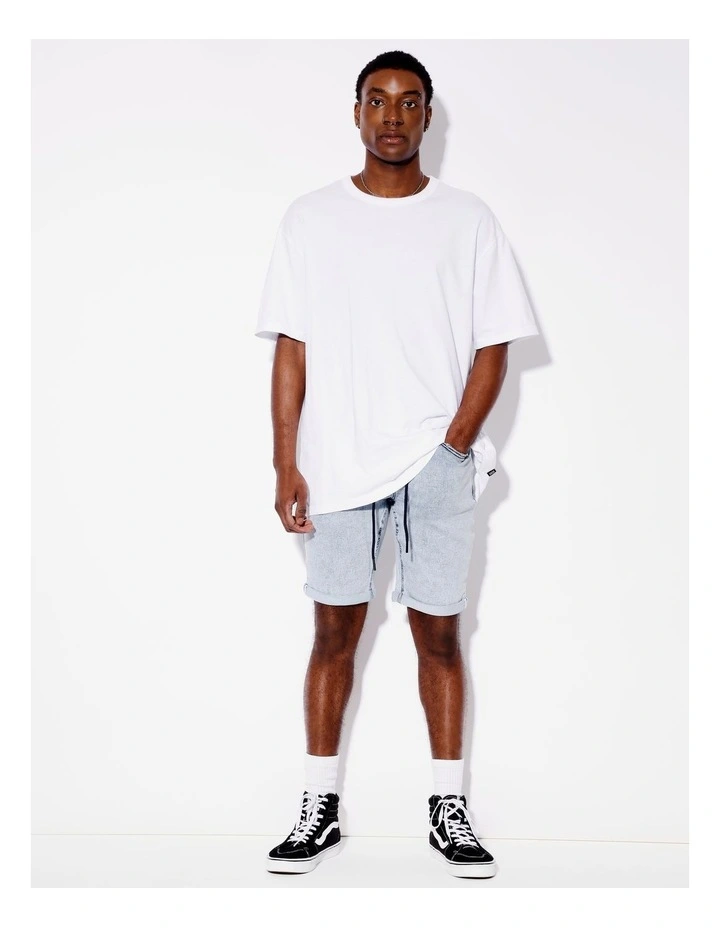 Elijah Pull On Knit Denim Short in Light Blue image 4