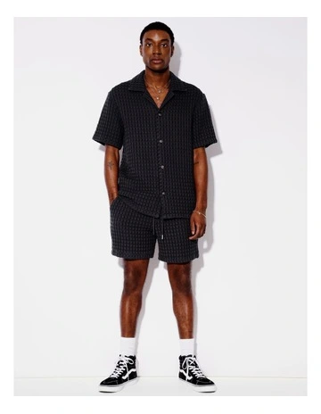Chunky Waffle Shorts in Charcoal