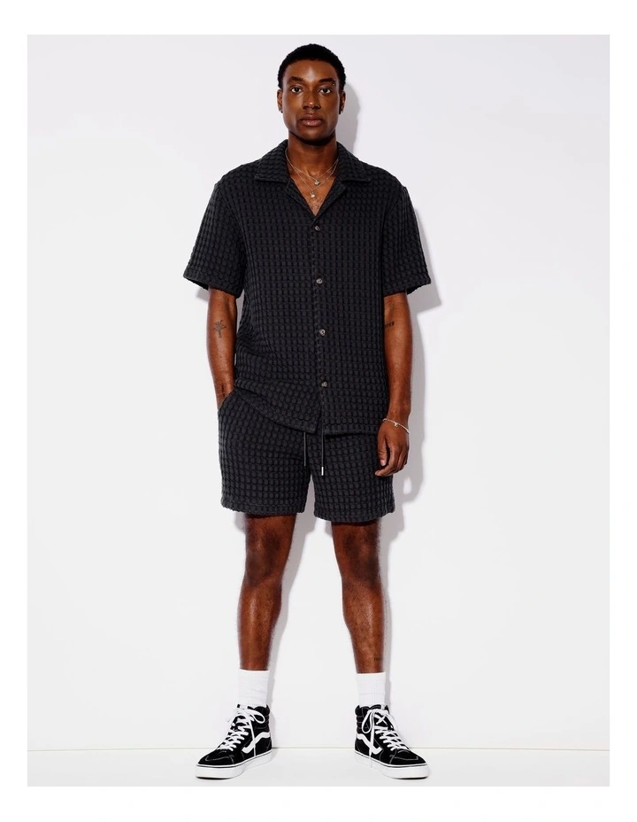 Chunky Waffle Shorts in Charcoal image 2
