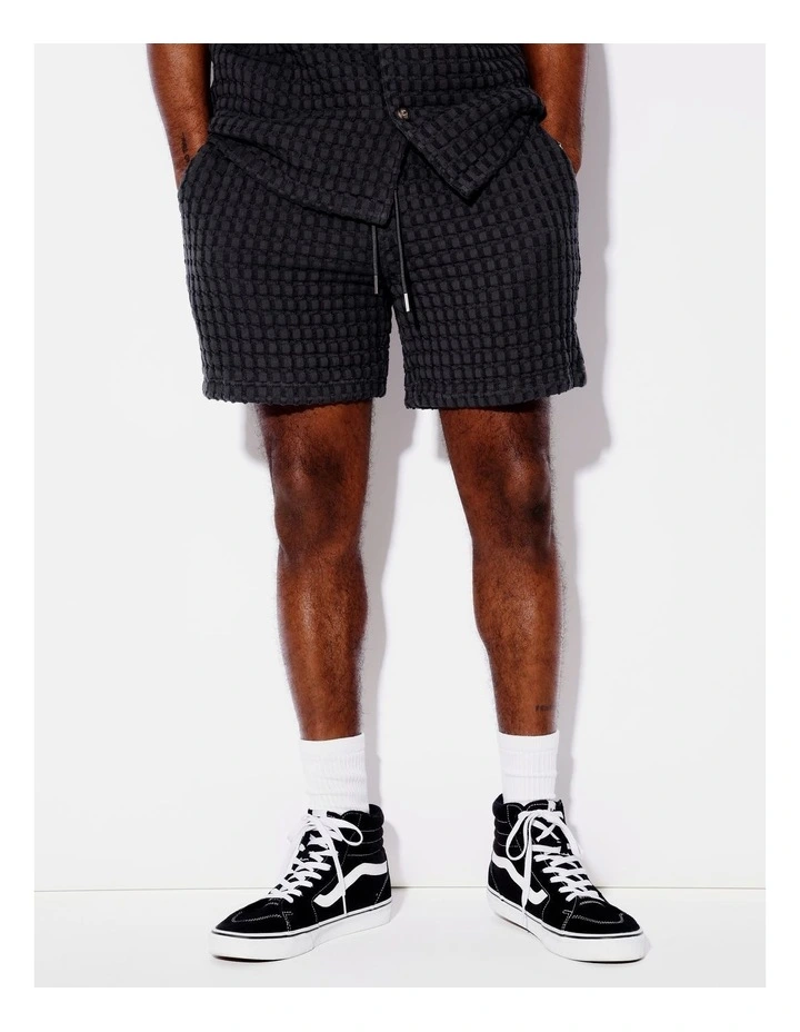 Chunky Waffle Shorts in Charcoal image 3