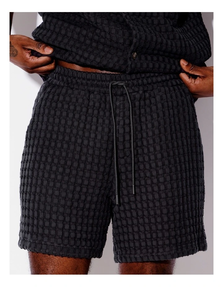 Chunky Waffle Shorts in Charcoal image 4