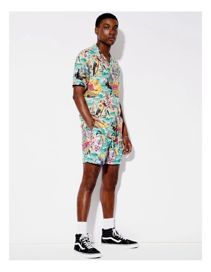 Aussie Tea Towel Print Shorts in Blue image 3