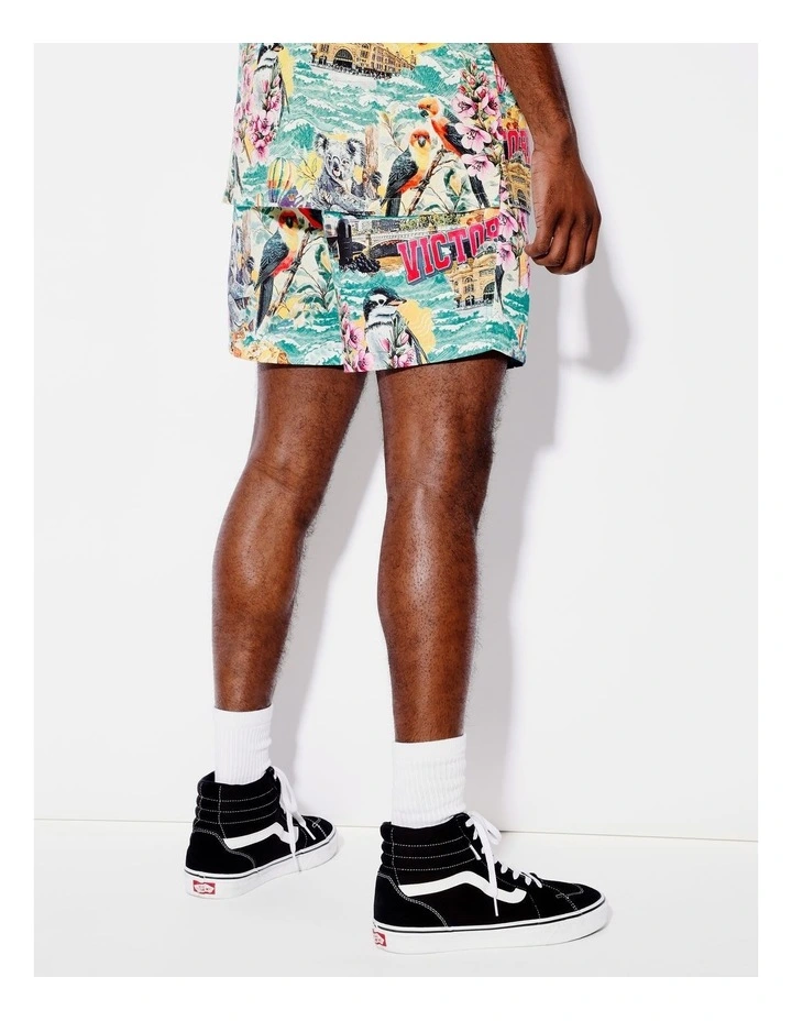 Aussie Tea Towel Print Shorts in Blue image 5
