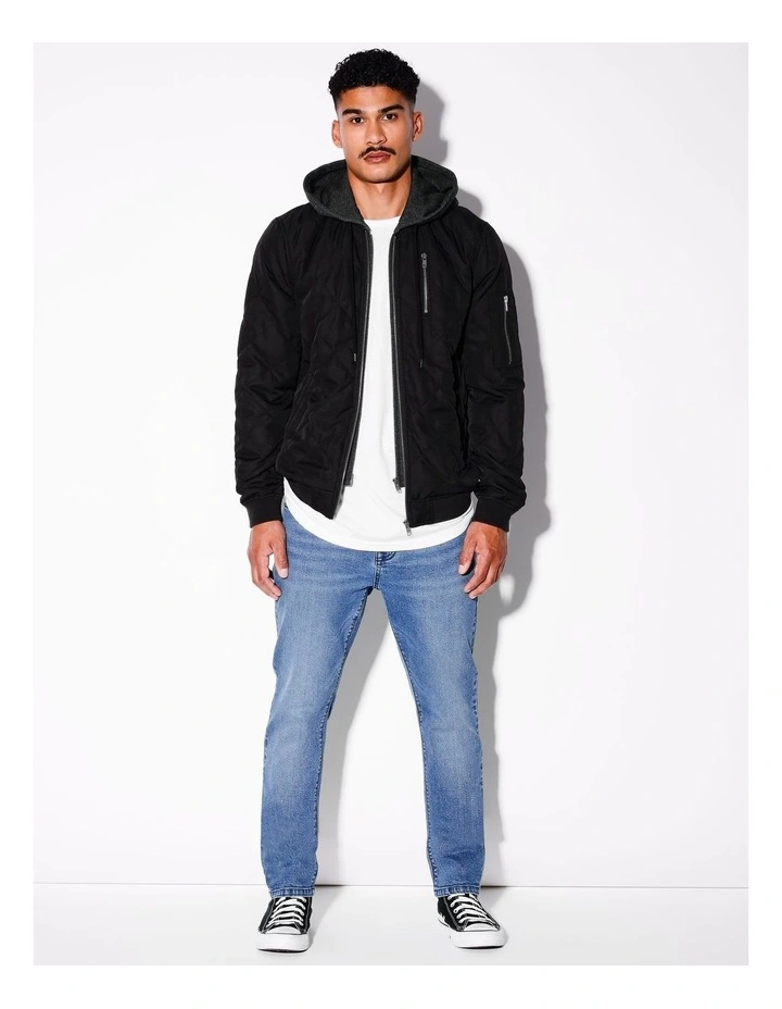 Quantum Quilted Recycled 2 In 1 Hooded Bomber in Black image 3